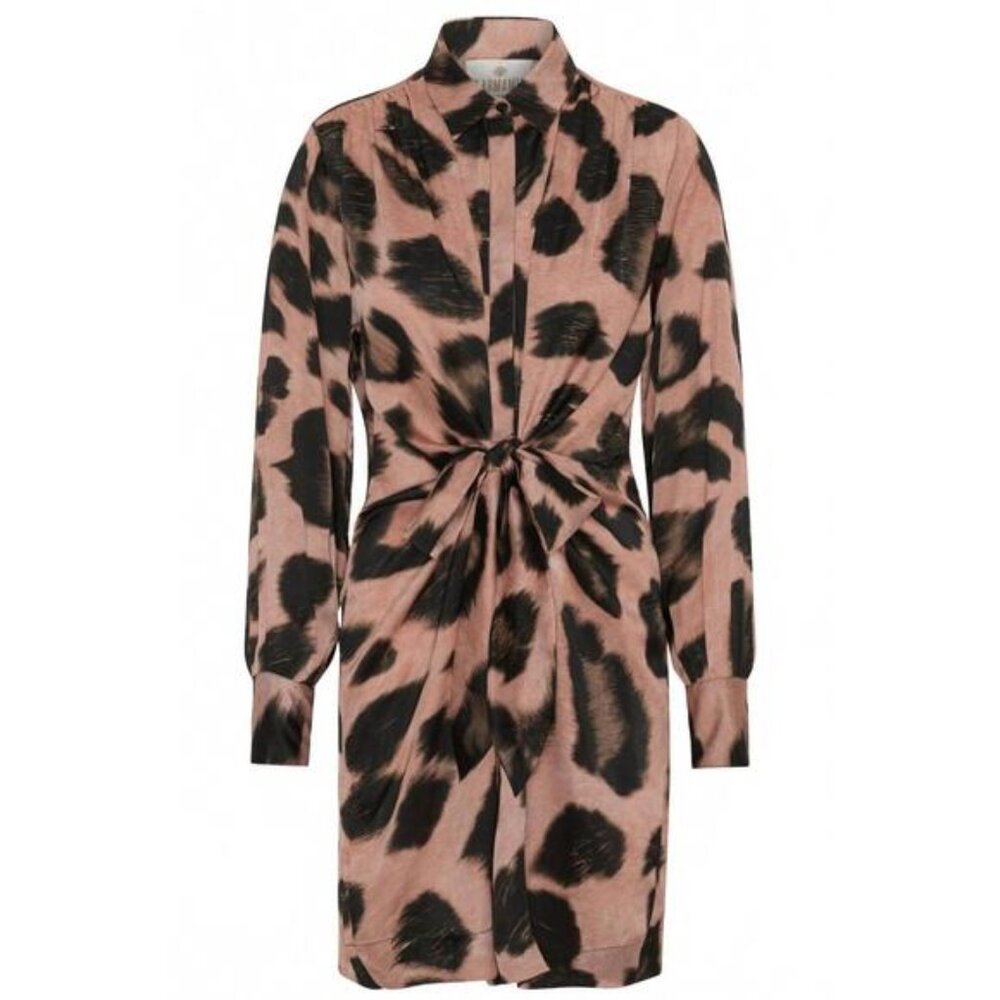 Karmamia Millie Dress Chocolate Leopard Shirt Dress Midi NWT - Size S